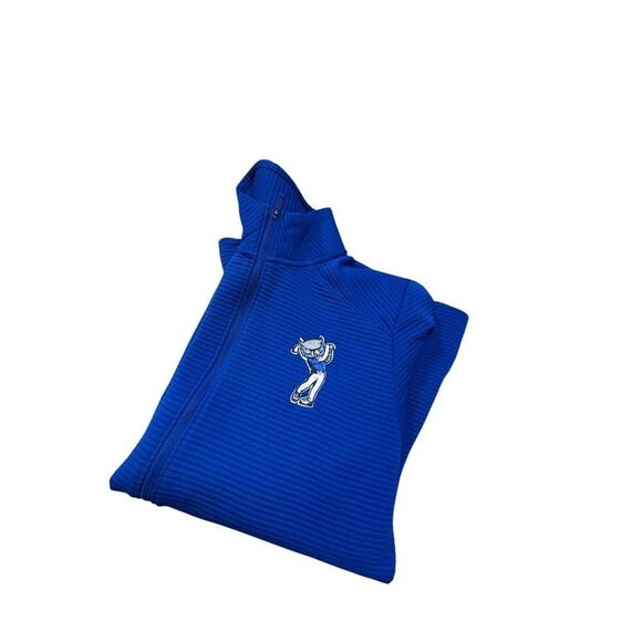 Adidas Golf Blue Full-Zip Ribbed Jacket With Embroidered OWL Logo Medium Size - Picture 9 of 10